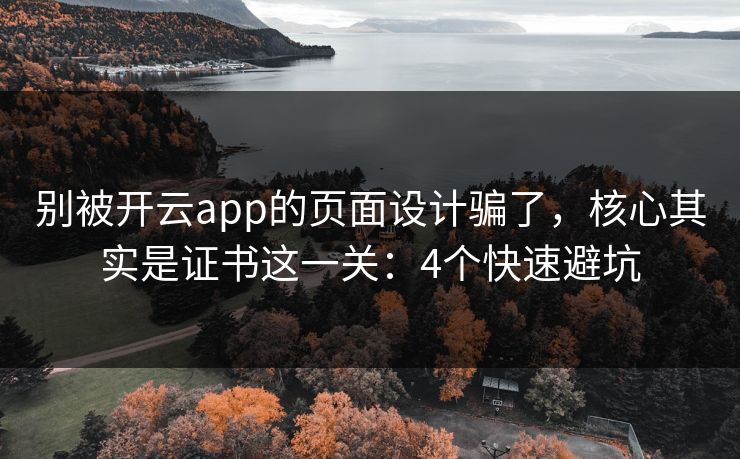 别被开云app的页面设计骗了，核心其实是证书这一关：4个快速避坑