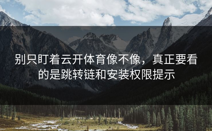 别只盯着云开体育像不像，真正要看的是跳转链和安装权限提示
